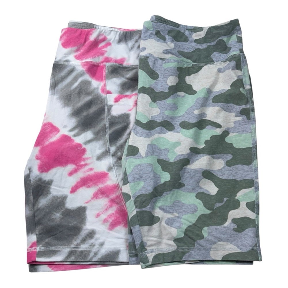 Cato 2 Pair Camo Camouflage Pink Green Biker Athletic Shorts Plus Size 18/20W